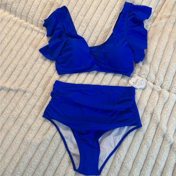Chic Royal Blue Ruffle Bikini Set - Picture 7 of 10